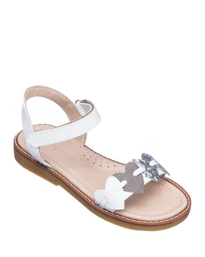Shop Elephantito Girls' Leather Heart Sandals, Toddler/kids In White