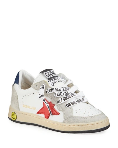 Shop Golden Goose Ball Star Leather Low-top Sneakers, Toddler/kids In White