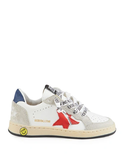Shop Golden Goose Ball Star Leather Low-top Sneakers, Toddler/kids In White