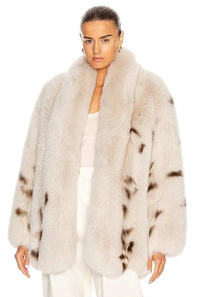 Shop Saint Laurent Fur Coat In Cream