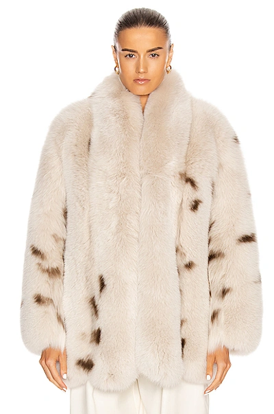 Shop Saint Laurent Fur Coat In Cream