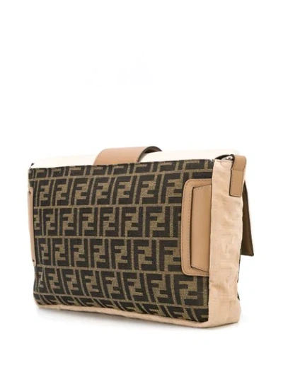 Shop Fendi Colour Block Baguette Shoulder Bag In Neutrals