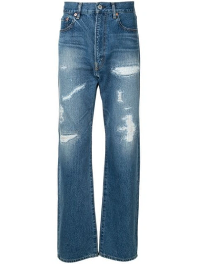 Shop Junya Watanabe High-waisted Straight Leg Jeans In Blue