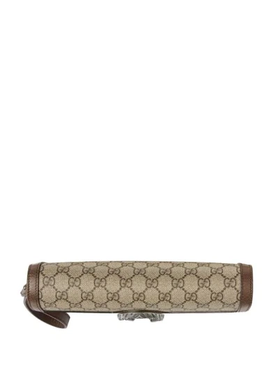 Shop Gucci Dionysus Gg Supreme Clutch In Neutrals