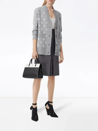 Shop Burberry Monogram Button-front Cardigan In Grey