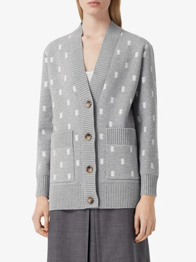 Shop Burberry Monogram Button-front Cardigan In Grey