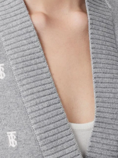 Shop Burberry Monogram Button-front Cardigan In Grey