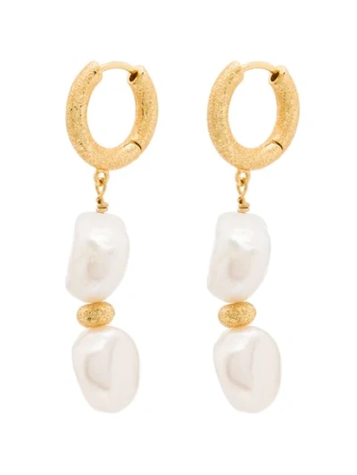 Shop Anni Lu Stellar Pearl-embellished Huggie Earrings In Gold