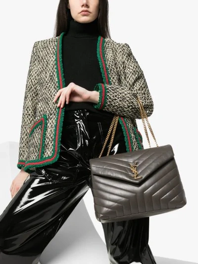 Shop Saint Laurent Loulou Medium Quilted Shoulder Bag In Green
