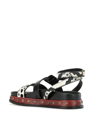 Shop Ports 1961 Animal-print Strappy Sandals In Black