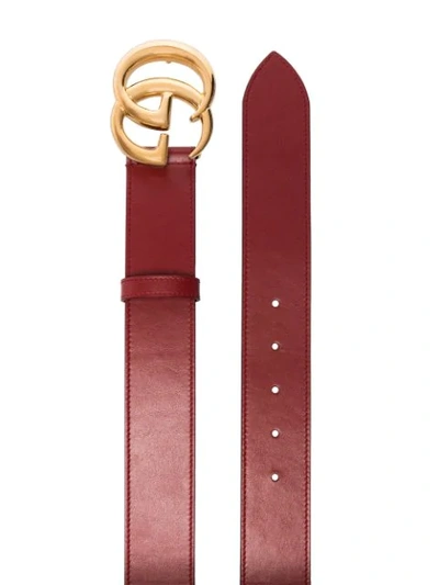 Shop Gucci Gg Logo Buckle Belt In Red