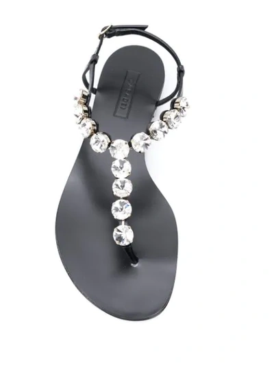 Shop Casadei Crystal Detailed Open Toe Sandals In Black