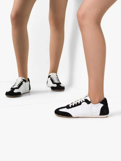 Shop Loewe Monogram Two-tone Leather Sneakers In White