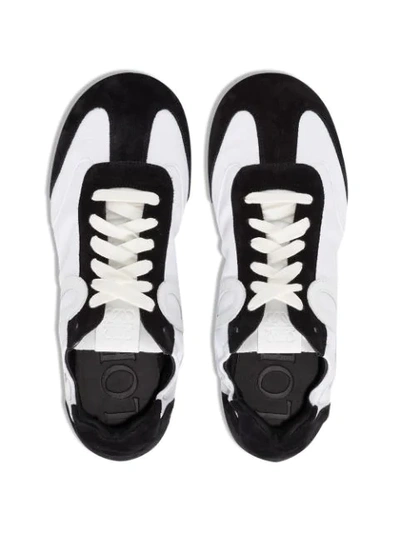 Shop Loewe Monogram Two-tone Leather Sneakers In White