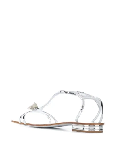 Shop Casadei Butterfly Detail Flat Sandals In Silver