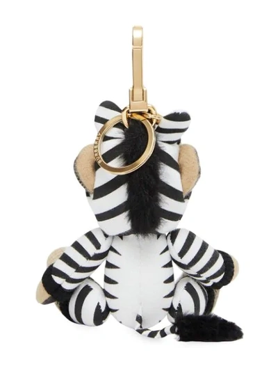 Shop Burberry Zebra Costume Thomas Bear Charm Keyring In White