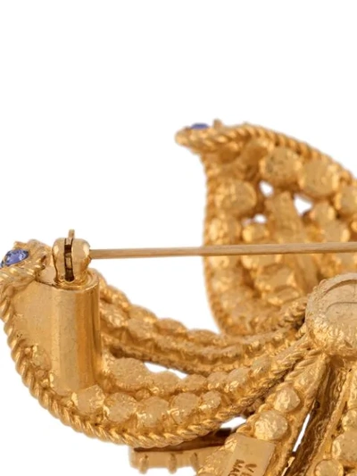 Shop Versace Crystal Flower Brooch In Gold