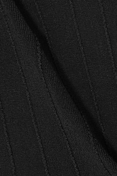 Shop Hunza G Nancy One-shoulder Ribbed Seersucker Swimsuit In Black