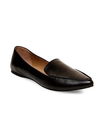 Shop Steve Madden Feather Leather Loafers In Black