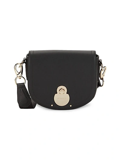 Shop Longchamp Leather Saddle Bag In Black