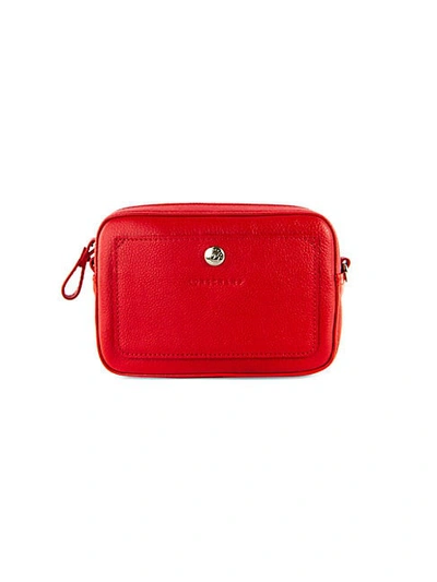 Shop Longchamp Leather Convertible Crossbody Bag In Red