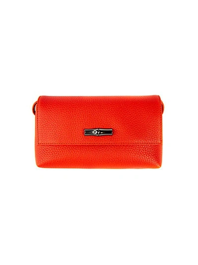 Shop Longchamp Roseau Leather Crossbody Bag In Red Orange
