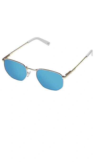 Shop Le Specs Alto In Gold  White & Blue Mirror