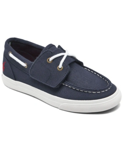 Shop Polo Ralph Lauren Little Boys Bridgeport Ez Slip-on Casual Boat Sneakers From Finish Line In Navy