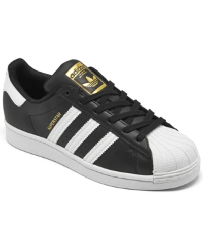 Shop Adidas Originals Women's Superstar Casual Sneakers From Finish Line In Core Black, Feather White