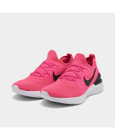 Shop Nike Women's Epic React Flyknit 2 Running Sneakers From Finish Line In Pink, Black