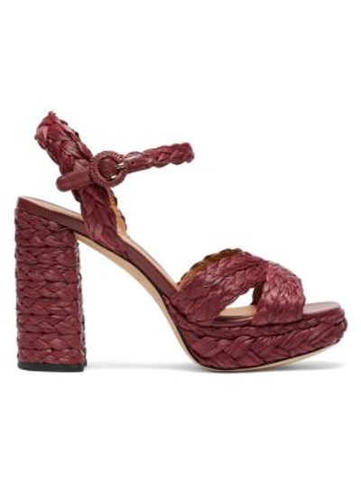 Shop Kate Spade Women's Disco Raffia Platform Sandals In Pinot Noir
