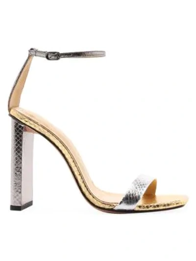 Shop Alexandre Birman Dazzle Two-tone Metallic Snake Sandals In Silver