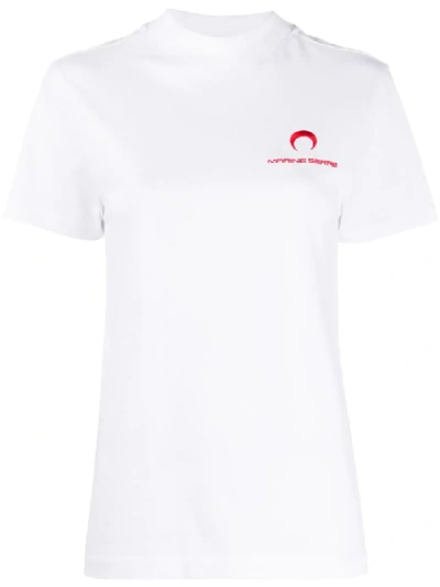 Shop Marine Serre Embroidered Logo T-shirt In White