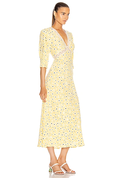 Shop Rixo London Gemma Dress In Yellow  White & Black Micro Mod Floral