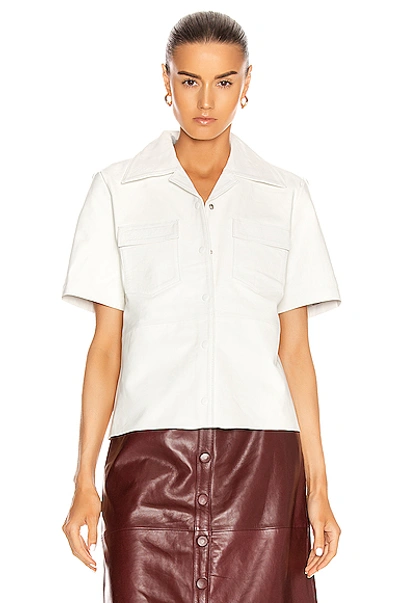 Shop Remain Sienna Leather Shirt In Bright White