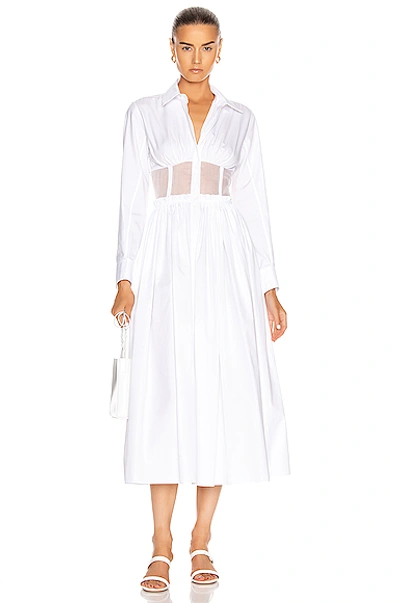 Shop Rosie Assoulin Corset Shirt Dress In White