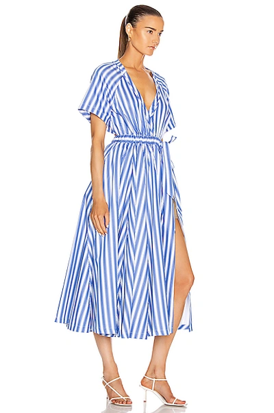 Shop Rosie Assoulin Wrap Skort Dress In Blue Stripe