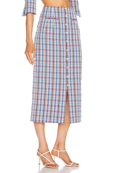 Shop Rosie Assoulin Button Down Pencil Skirt In Blue Plaid
