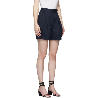 Shop Tibi Navy Harrison Chino Shorts