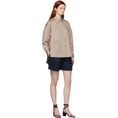 Shop Tibi Navy Harrison Chino Shorts