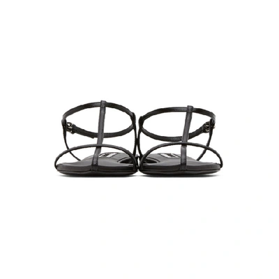 Jil Sander Leather Sandals Flat Sole Pointed Toe In Black