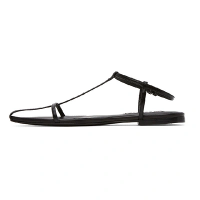Jil Sander Leather Sandals Flat Sole Pointed Toe In Black