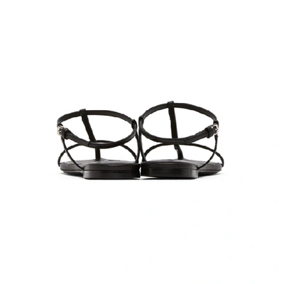 Jil Sander Leather Sandals Flat Sole Pointed Toe In Black