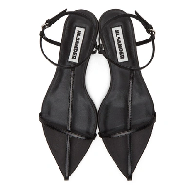 Jil Sander Leather Sandals Flat Sole Pointed Toe In Black