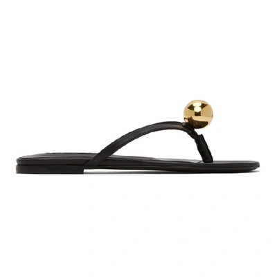 Shop Jil Sander Black Gold Ball Thong Sandals In 001 Black