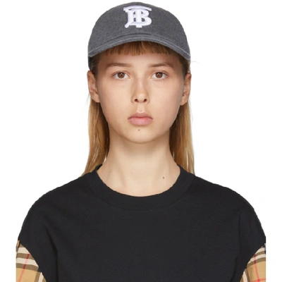 Shop Burberry Grey Logo Baseball Cap In Dark Charco