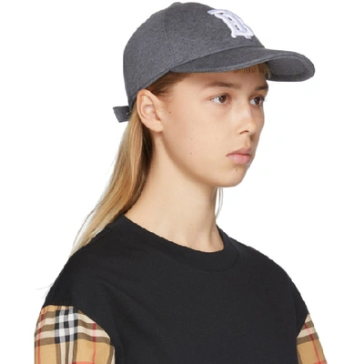 Shop Burberry Grey Logo Baseball Cap In Dark Charco