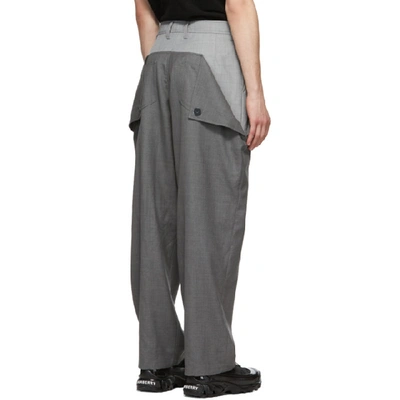 Shop Burberry Grey Wool Press-stud Detail Trousers In Charcoal Gr