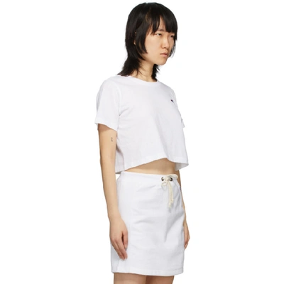 Shop Champion Reverse Weave White Cropped Logo T-shirt In Wht White