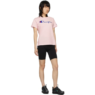 Shop Champion Reverse Weave Pink Big Script T-shirt In Bap Pink